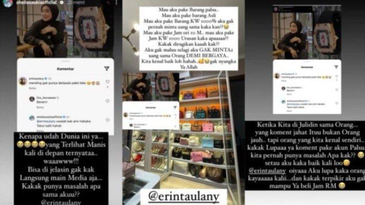 Postingan Shella Saukia membalas sikap istri Andre Taulany yang mengejeknya pakai jam tangan KW.