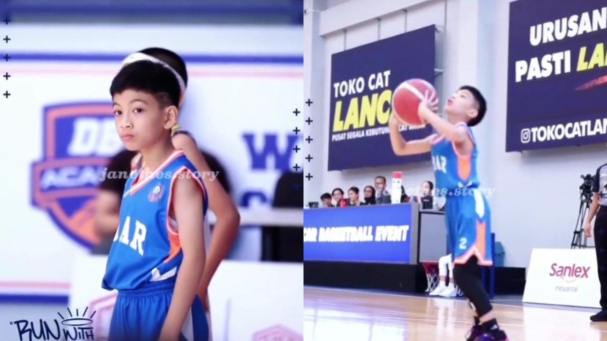 POTRET JAN ETHES MAIN BASKET - Mengenakan jersey biru tim ROAR dengan kombinasi aksen oranye dan putih, Jan Ethes tampil penuh percaya diri, menunjukkan karakter pejuang sejati meski usianya masih belia.