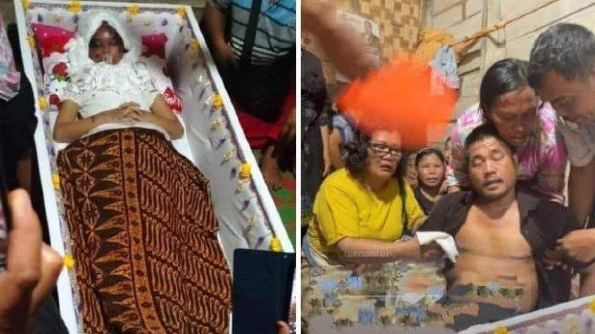 Jenazah LS di rumah duka dan keluarganya