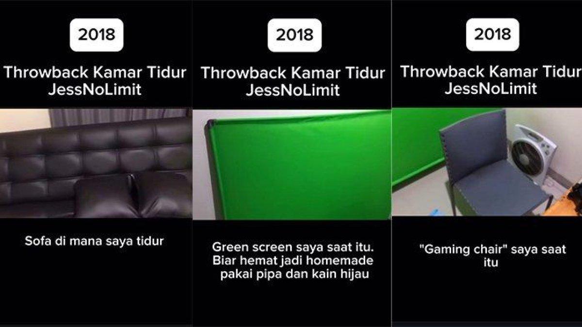 Jess No Limit bagikan kondisi kamarnya 2018 silam, masih tidur di sofa dan kursi plastik jadi game chair saat merintis menjadi streamer