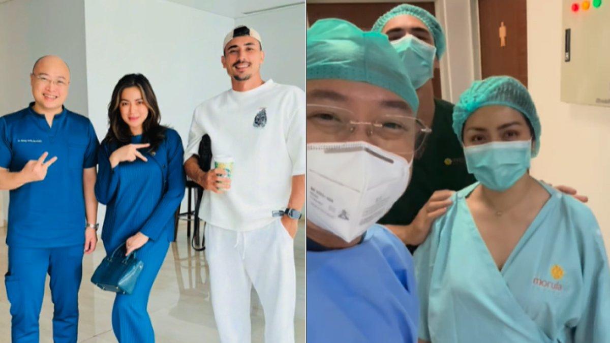 Jessica Iskandar sempat memposting momen bersama dokter kandungan sambil memakai baju operasi.