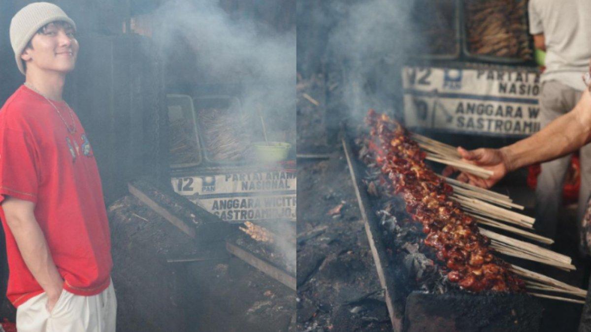Ji Chang Wook makan sate di Indonesia