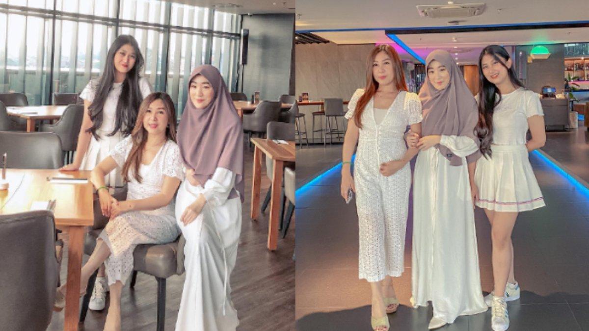 Julie Tan tampil kompak bersama kedua putrinya, Larissa dan Aleen.