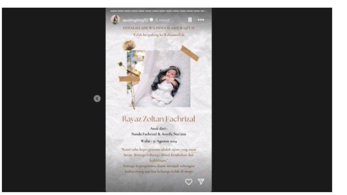 Kabar wafatnya keponakan Ayu Ting Ting