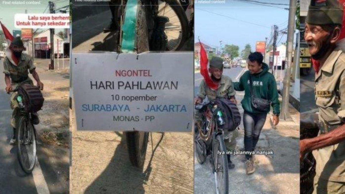 Kakek Slamet Wardoyo naik sepeda dari Surabaya - Jakarta PP