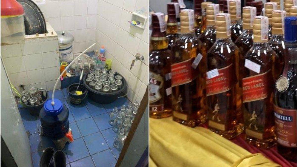 Kamar mandi rumah di Kalideres, Jakarta Barat, dijadikan tempat produksi minuman keras atau miras palsu