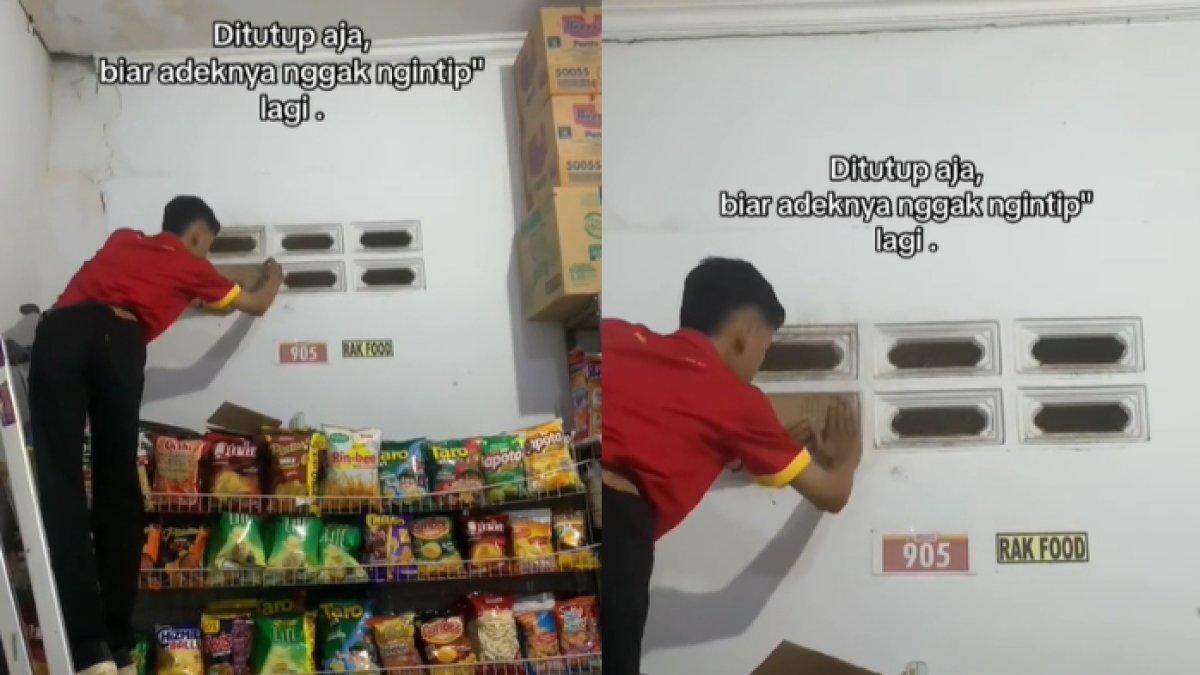 Karyawan minimarket tutup lubang ventilasi agar tak diintip makhlus halus menyerupai anak kecil
