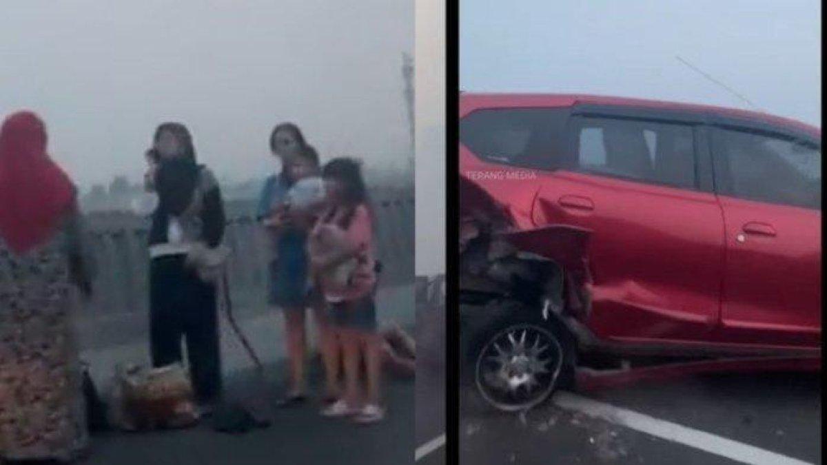 Kecelakaan di Jalan Tol MBZ pada hari Sabtu pagi, (9/9/2023).