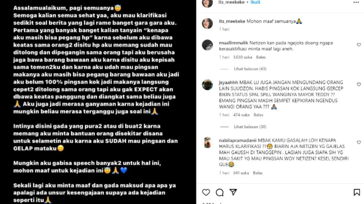 Keke pun kemudian meminta maaf atas kehebohan yang terjadi.