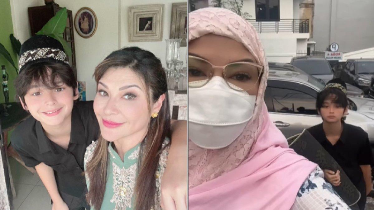 Kenzou merayakannya Lebaran bersama sang ibu.