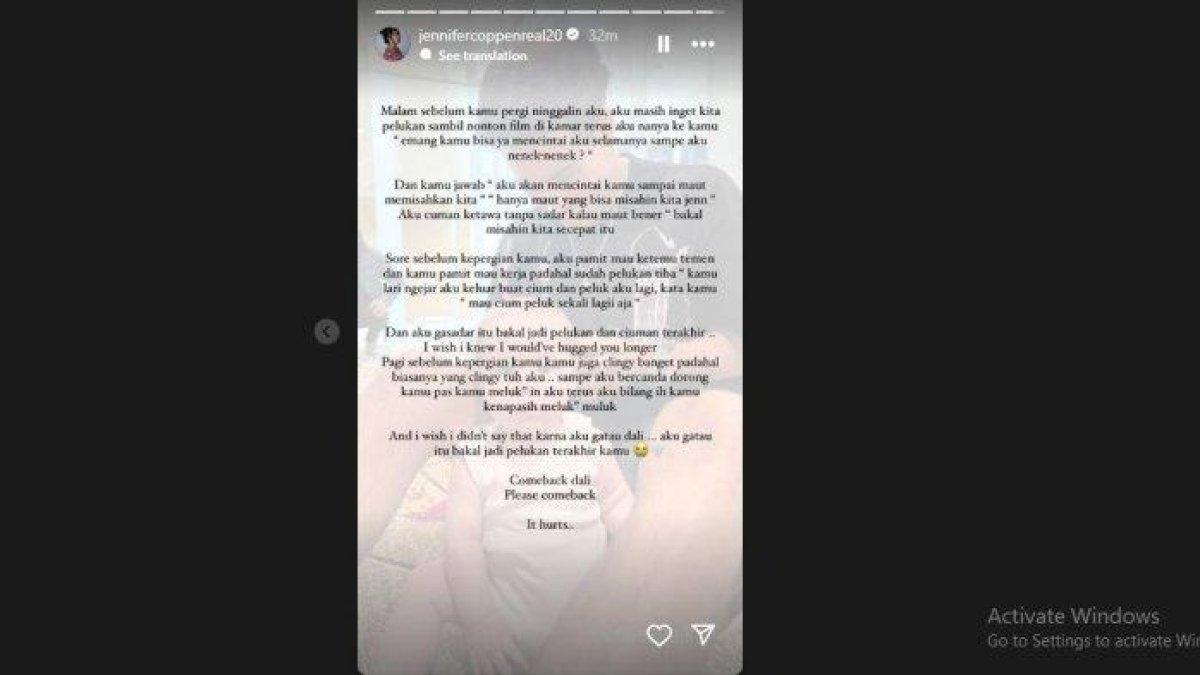 Kesedihan Jennifer Coppen saat suami meninggal