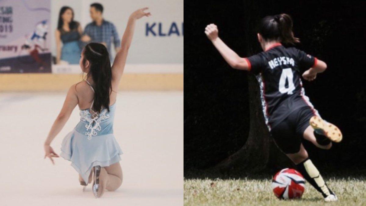 Keysha jago bermain ice skating dan sepak bola