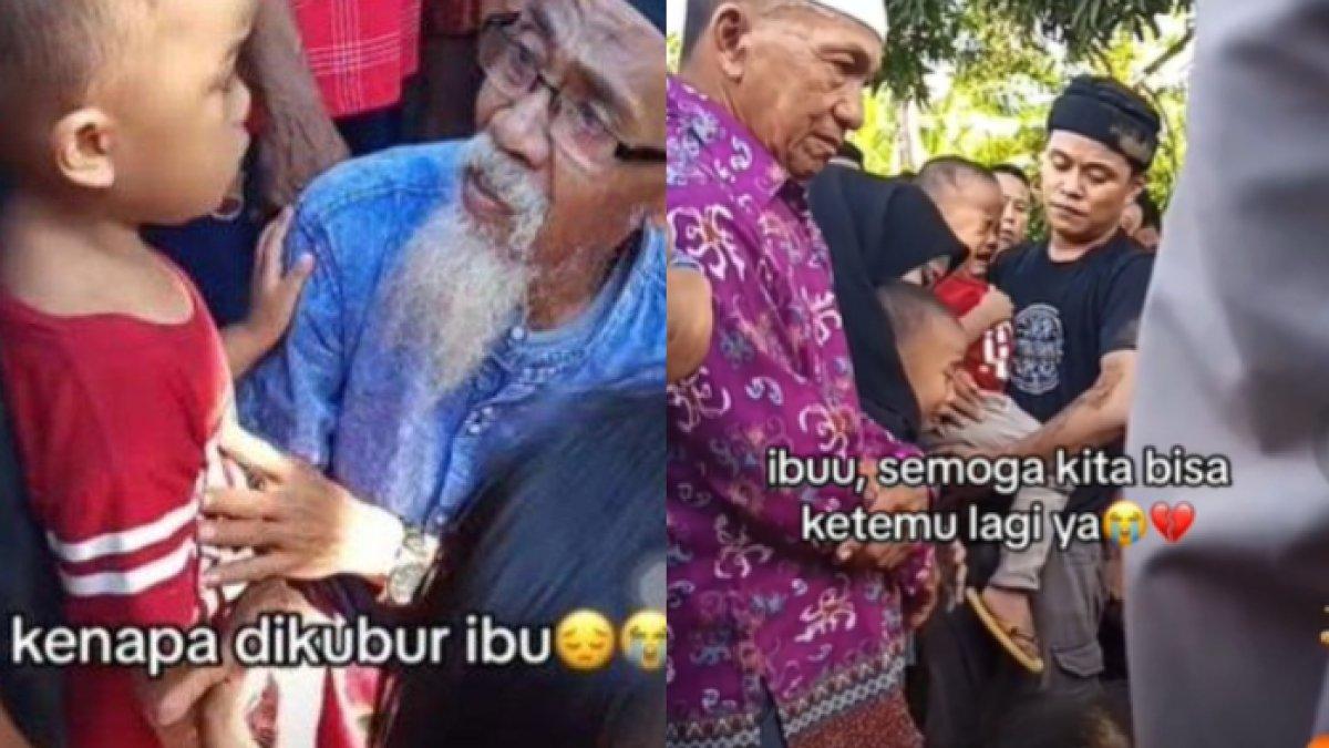 Kisah pilu bocah hadiri pemakaman sang ibu