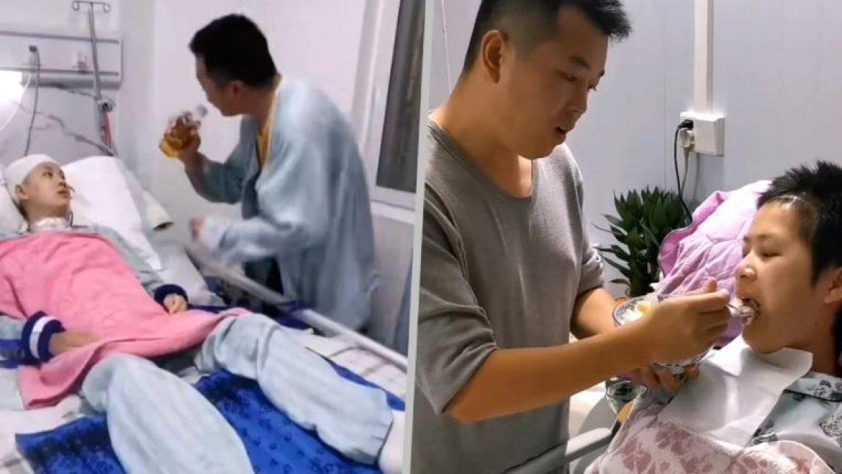 Kisah pria di China rawat istri yang sakit parah, perjuangannya kini berbuah manis.
