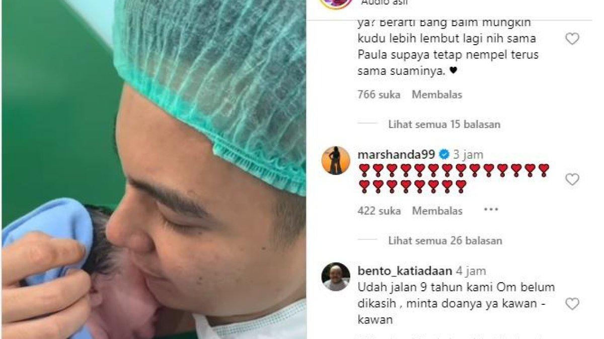 Komentar Marshanda di postingan kontroversi Baim Wong.