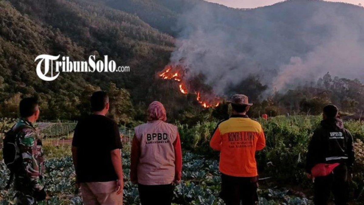 Kondisi kebakaran hutan di Gunung Lawu, Kabupaten Karanganyar, Jum'at (22/9/2023).