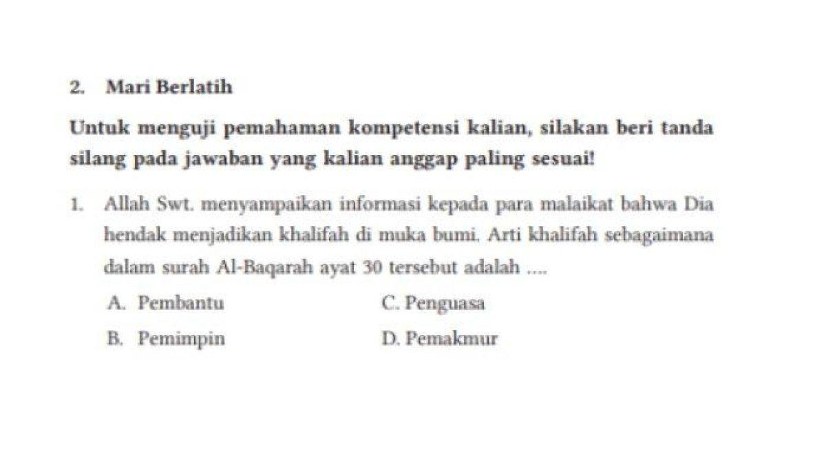 Kunci Jawaban PAI Kelas 9 SMP Kurikulum Merdeka Halaman 53-57: Uji Kompetensi 2.