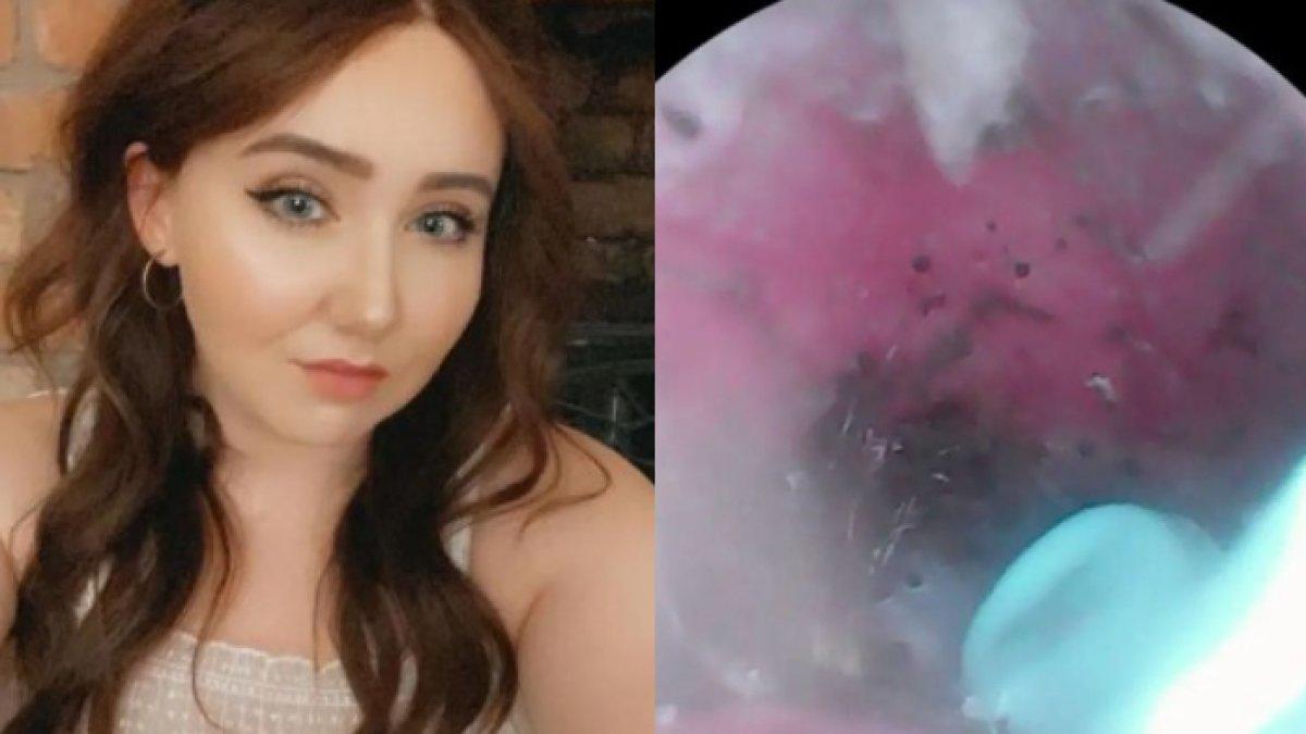 Lucy syok ada sarang laba-laba di telinganya