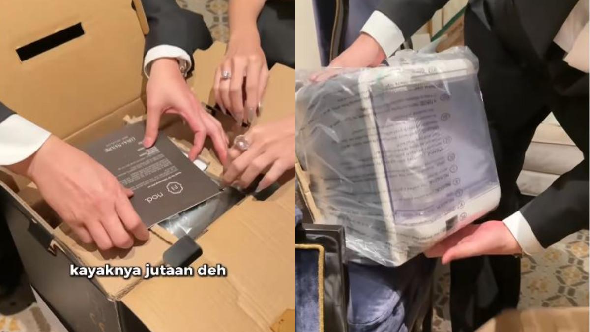 ISI SOUVENIR RESEPSI - Luna Maya dan Maxime memilih memberikan mesin kopi sebagai souvenir untuk para tamu, pilihan yang tak biasa dan cukup mencolok.