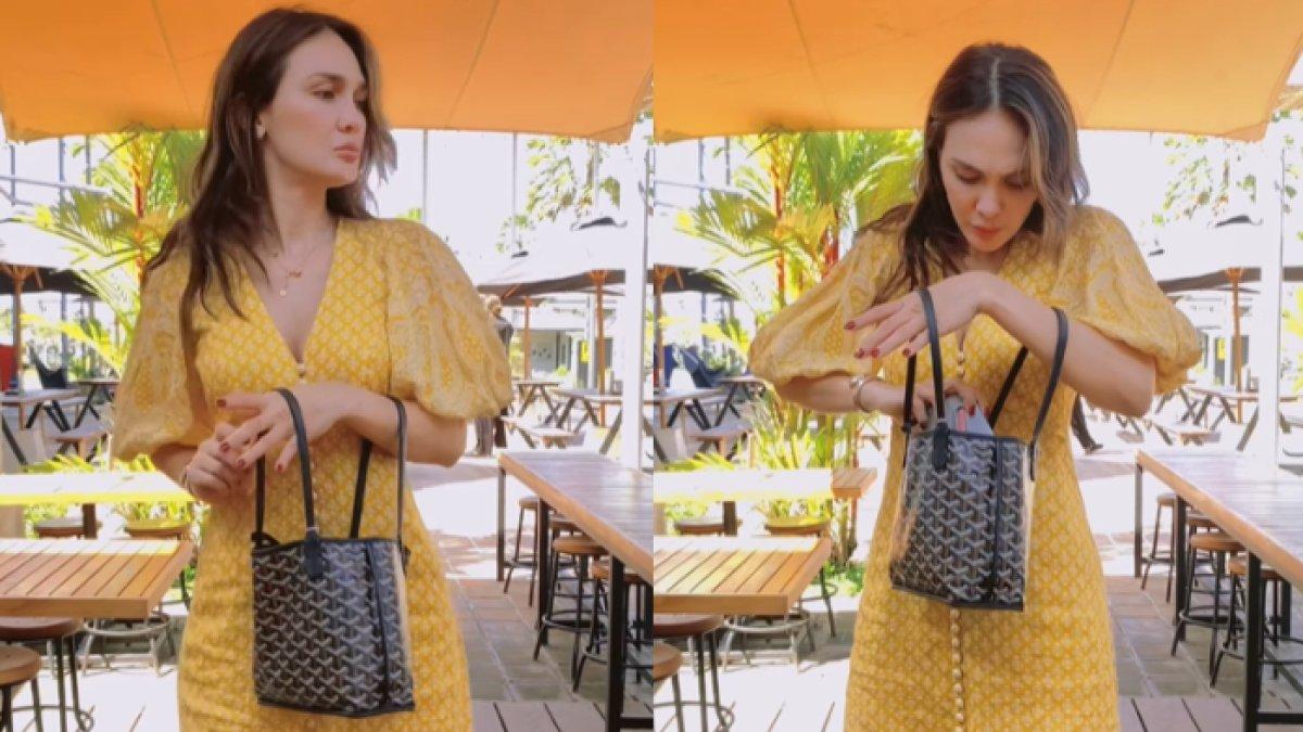 Luna Maya memakai dress kuning saat hadiri pernikahan Elodie dan Marten