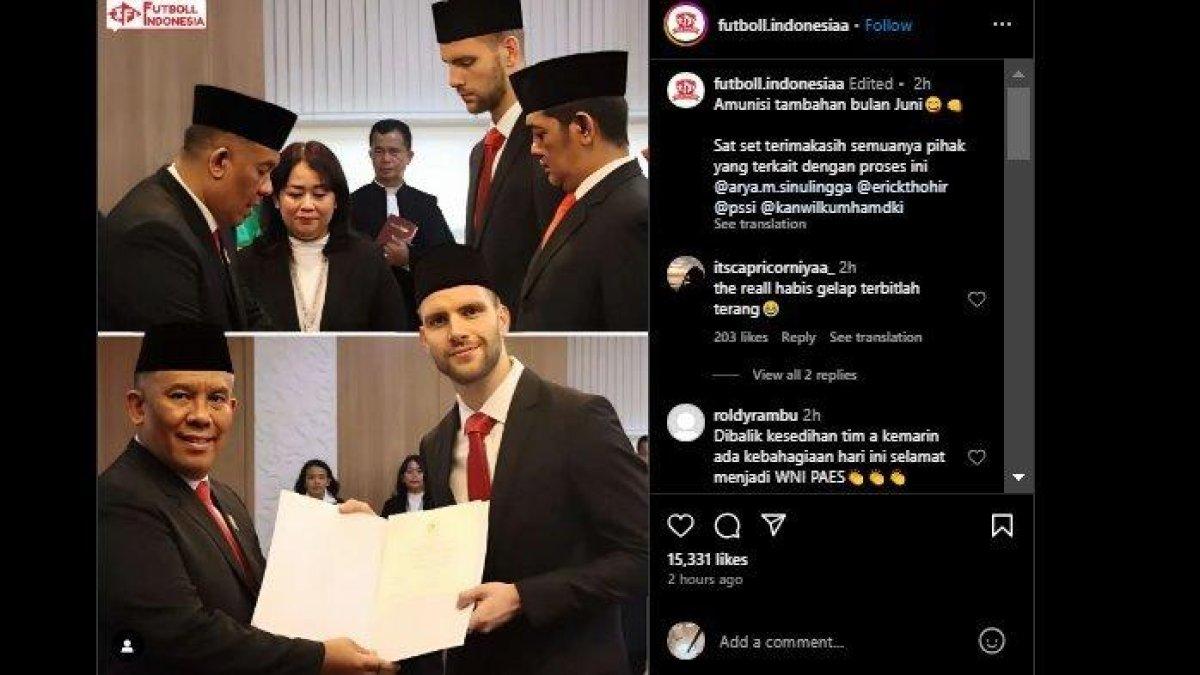 Maarten Paes dikabarkan baru saja menjalani sumpah kewarganegaraan pada Senin (30/4/2024)