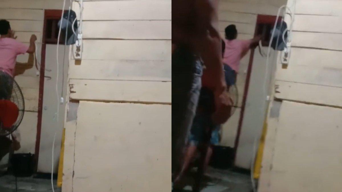Maling histeris saat ditakut-takuti dengan ular oleh warga