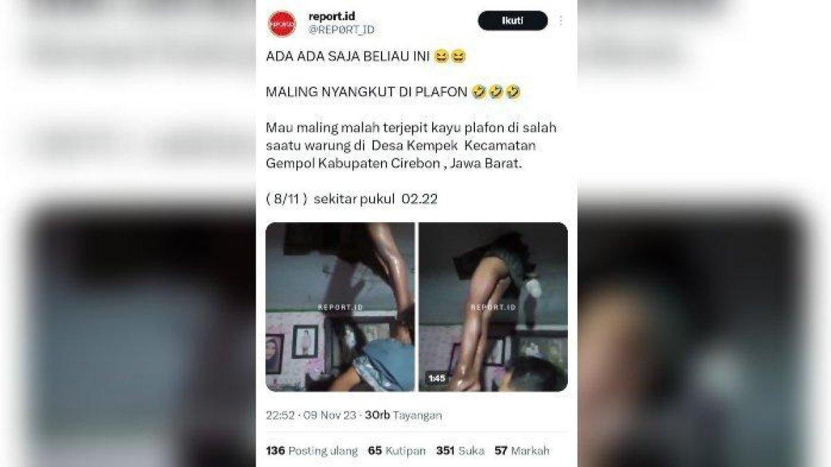 Maling sial nyangkut plafon, panik sampai ngombol di celana
