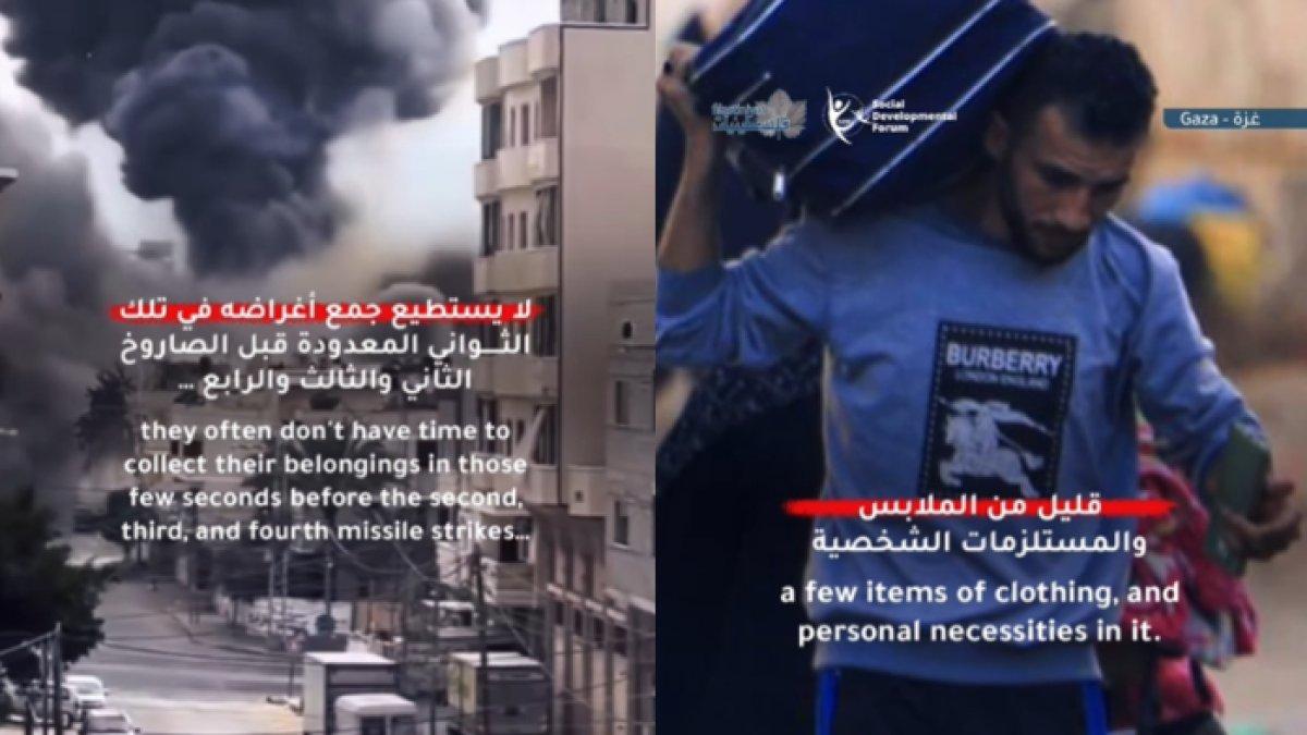 Masyarakat Gaza menaruh tas yang biasa disebut shantah di dekat pintu rumah