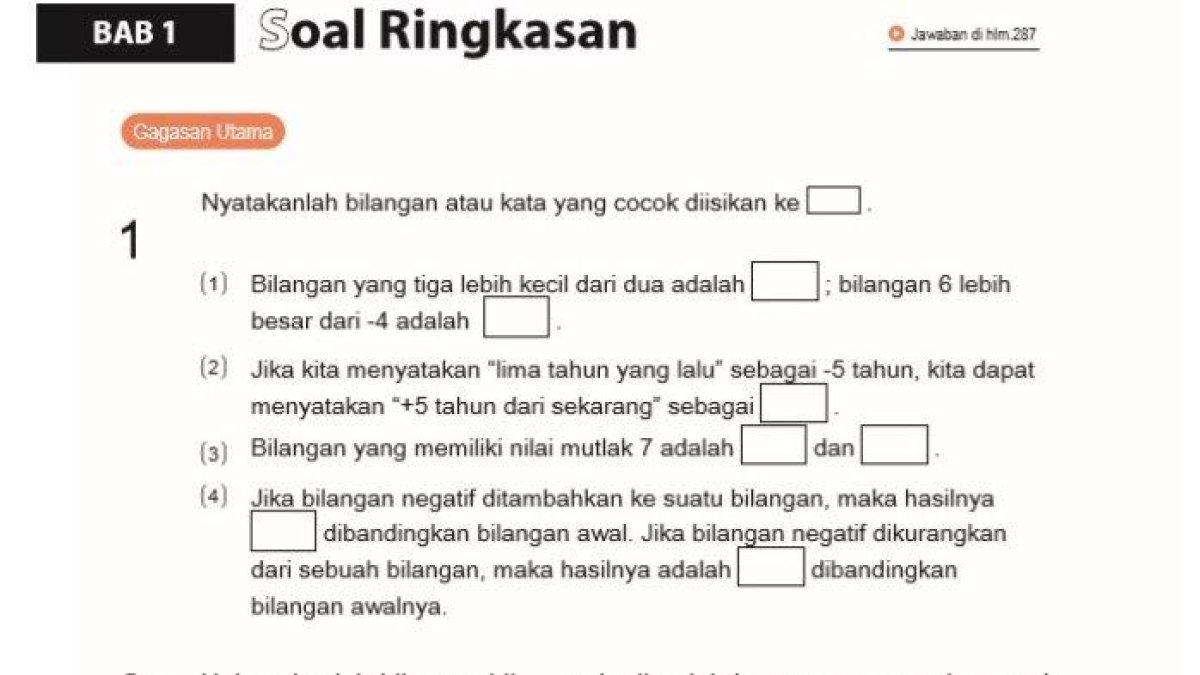 SOAL MATEMATIKA KELAS 7 HALAMAN 56 - Soal buku Matematika Kelas 7 halaman 56 Kurikulum Merdeka - Kunci jawaban Matematika Kelas 7 halaman 56 Kurikulum Merdeka: Soal Ringkasan Bab 1, dapat jadi bahan koreksi hasil pekerjaaan siswa oleh wali.