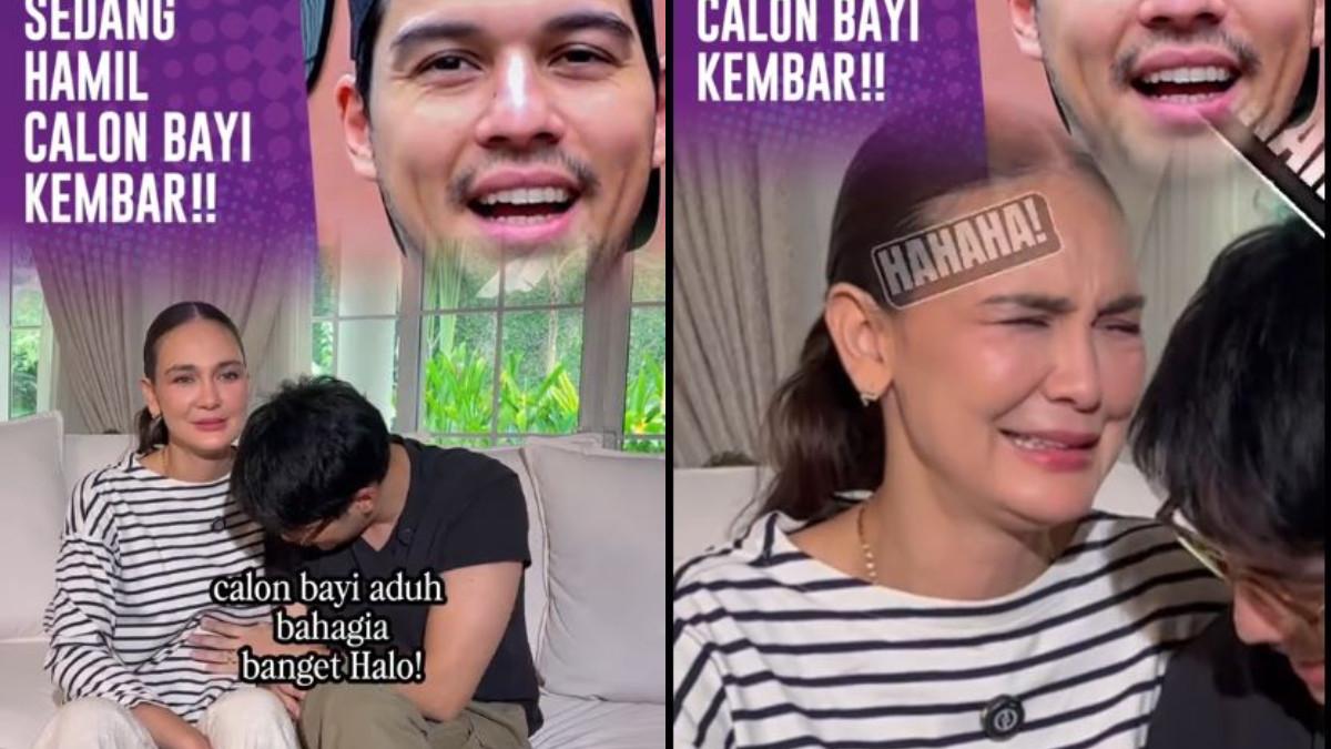 LUNA MAYA DIKABARKAN HAMIL - Maxime Bouttier tampak bergurau sambil mengelus perut Luna Maya.