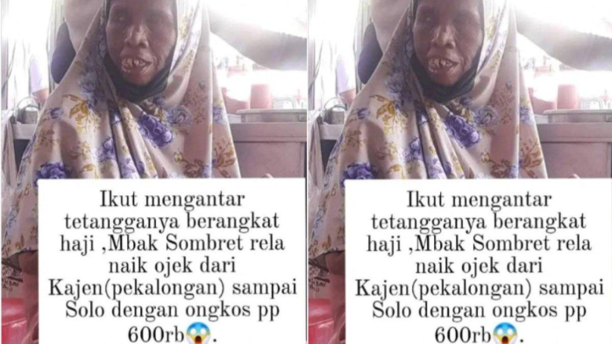 Mbah Sombret rela naik ojek dari Pekalongan ke Solo demi mengantarkan tetangganya naik haji.