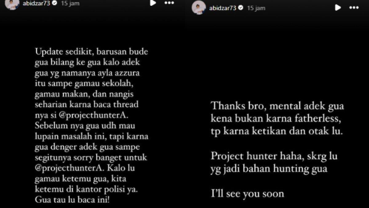 Mental adik Abidzar terguncang imbas cuitan akun X @ProjectHunterA