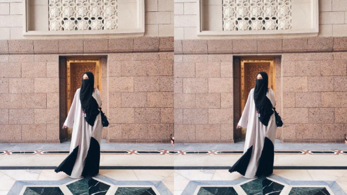 Michelle Ziudith tampil dengan gamis panjang