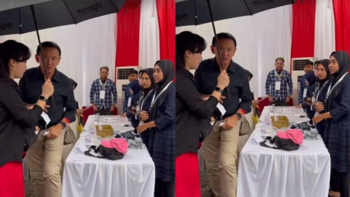 Momen Ahok datang ke TPS untuk mencoblos