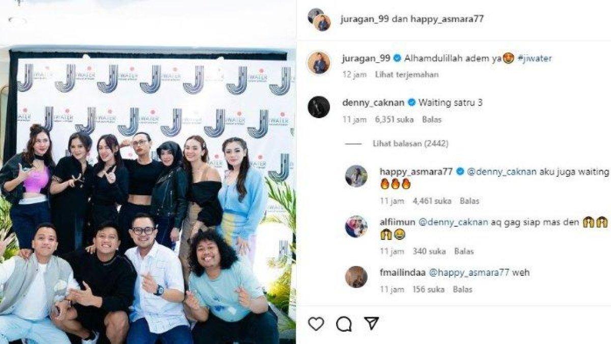 Momen Bella Bonita, Happy Asmara, dan Denny Caknan berdekatan, bersama Celine Evangelista, Marshel Widianto, Violenzia Jeanette, Wanda Hara, Juragan 99, serta Shandy Purnamasari