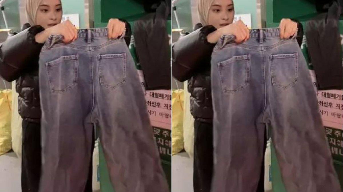 Momen Bianca Kartika temukan celana jeans bermerek yang masih bagus dibuang ke tempat sampah