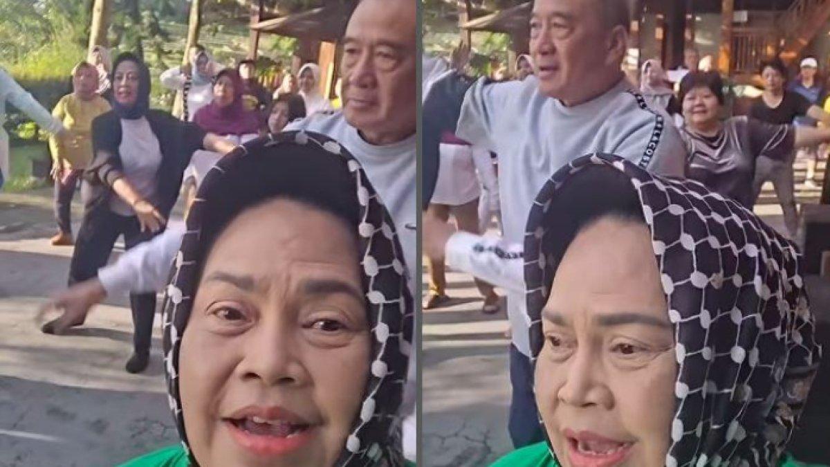Momen Hetty Koes Endang dan Yusuf Emir Faishal olahraga bersama