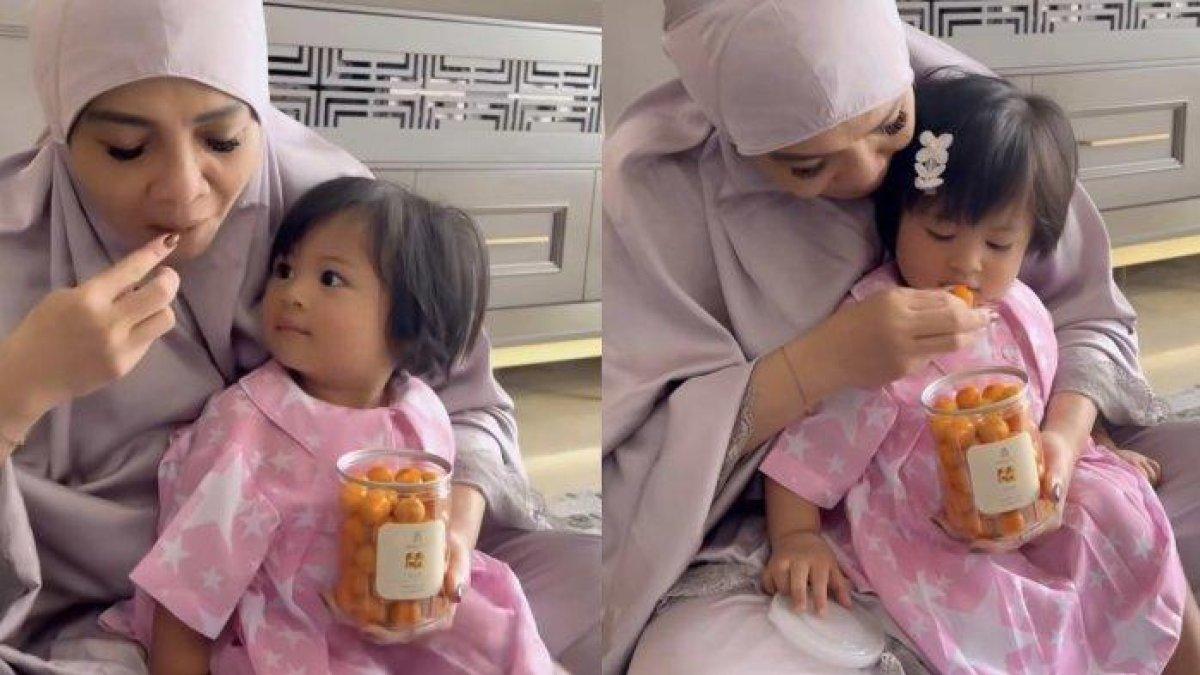 NASTAR - Momen Lily anak Raffi Ahmad dan Nagita Slavina makan nastar bareng Rieta Amilia, dicapture (26/6/2025). Watak Lily ramai tuai sorotan.