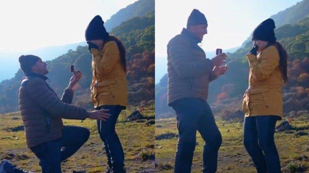 Momen Nathalie Holscher dilamar oleh Ladislao Camara saat berada di gunung