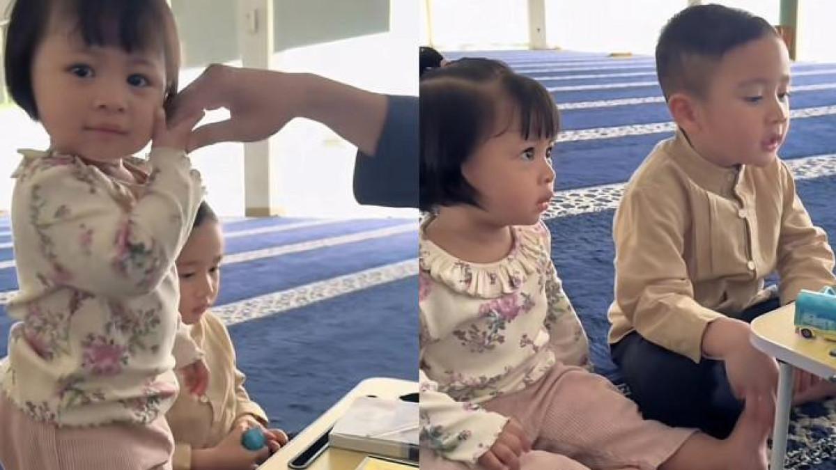 BACA AL FATIHAH - Momen Rayyanza Malik Ahmad dan Baby Lily ngaji bareng dicapture (25/7/2025). Anak-anak Raffi Ahmad dan Nagita Slavina ramai komentar.
