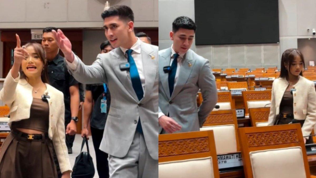 Momen Verrell Bramasta ajak Fuji keliling gedung DPR RI