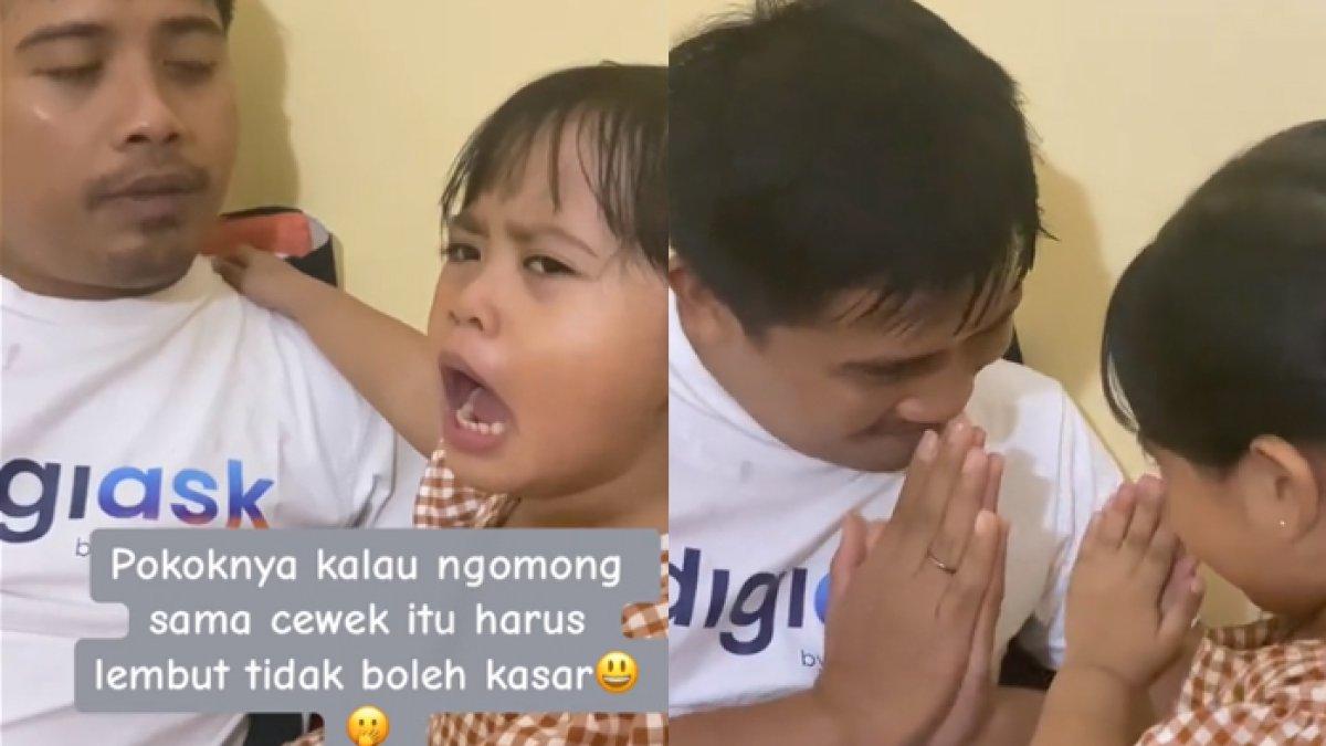 Momen anak protes pada ayah lantaran diingatkan dengan suara kencang.