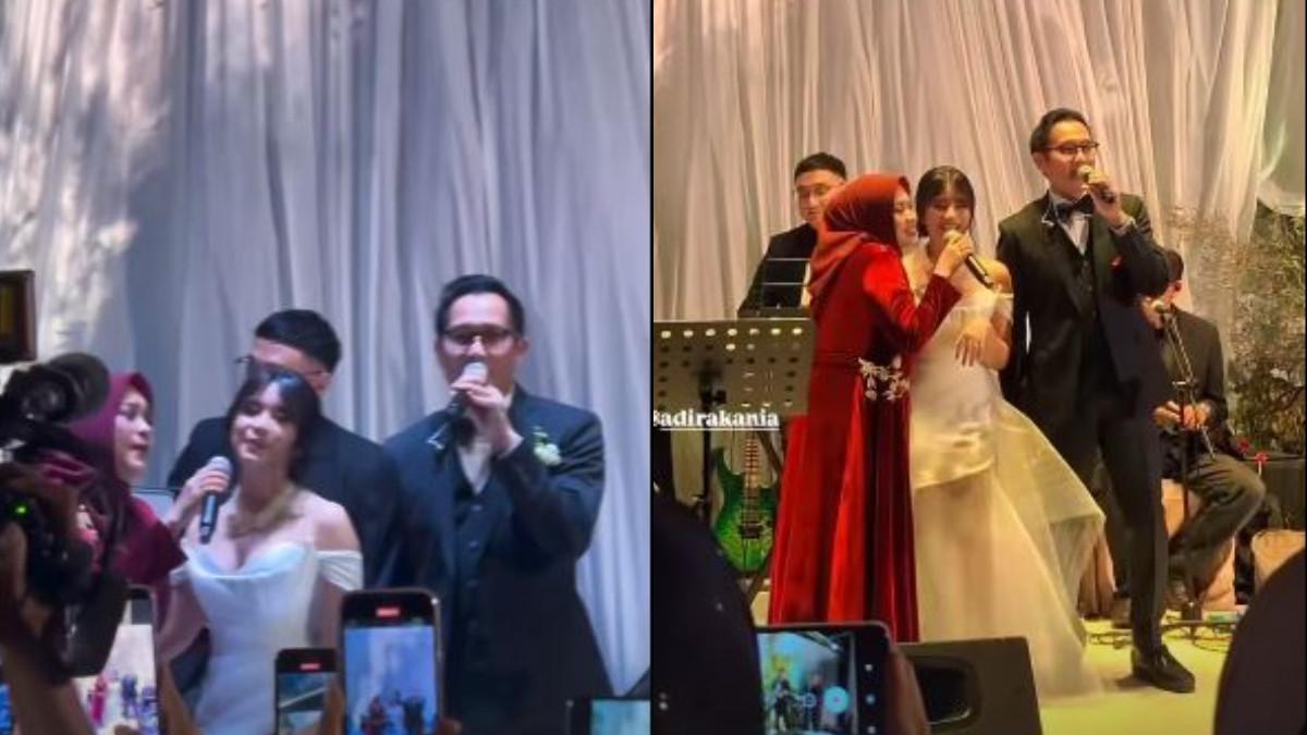 BERSANDING - Momen haru Aldi Bragi dan Ikke Nurjanah 'bersama' di nikahan anak, ngaku grogi saat bersanding.