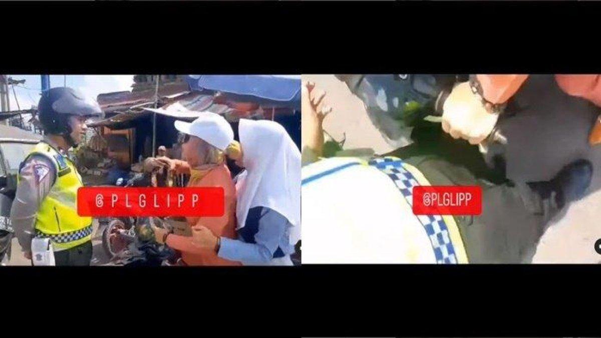 Momen ibu-ibu ngamuk tak terima dihentikan atau ditilang polisi karena tidak pakai helm dan melawan arus