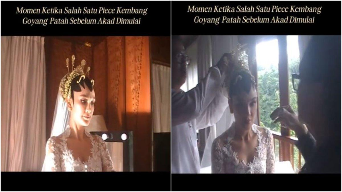 Momen ketika kembang goyang Luna Maya jatuh sebelum akad nikah.