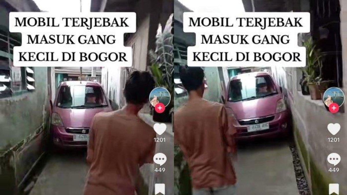 Momen mobil terjebak di gang sempit gegara ikuti google maps