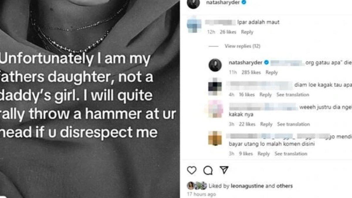 Murka dengan sindiran 'ipar adalah maut', Natasha Ryder langsung memberikan balasan menohok.