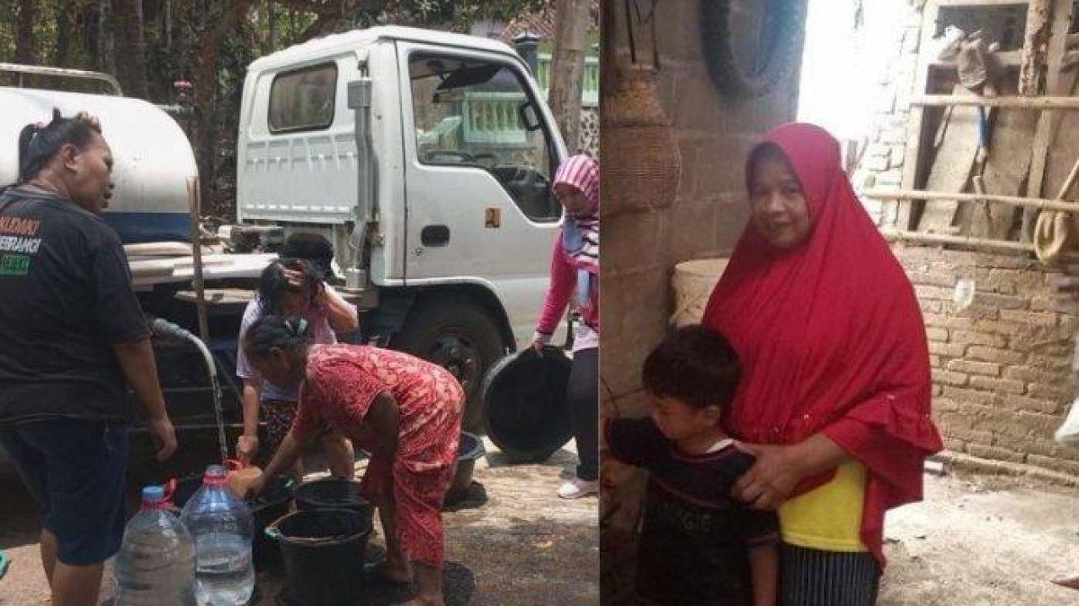 Nenek Sumini bagikan air gratis ke warga Purworejo yang dilanda kekeringan di musim kemarau.