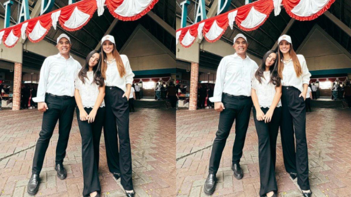 Nia Ramadhani dan Ardi Bakrie berfoto bersama putri sulung mereka, Mikhayla.