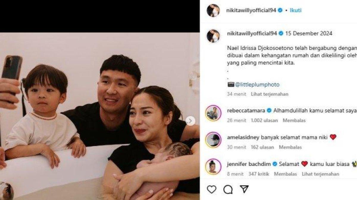 Nikita Willy melahirkan anak keduanya yang berjenis kelamin laki-laki dengan metode water birth.